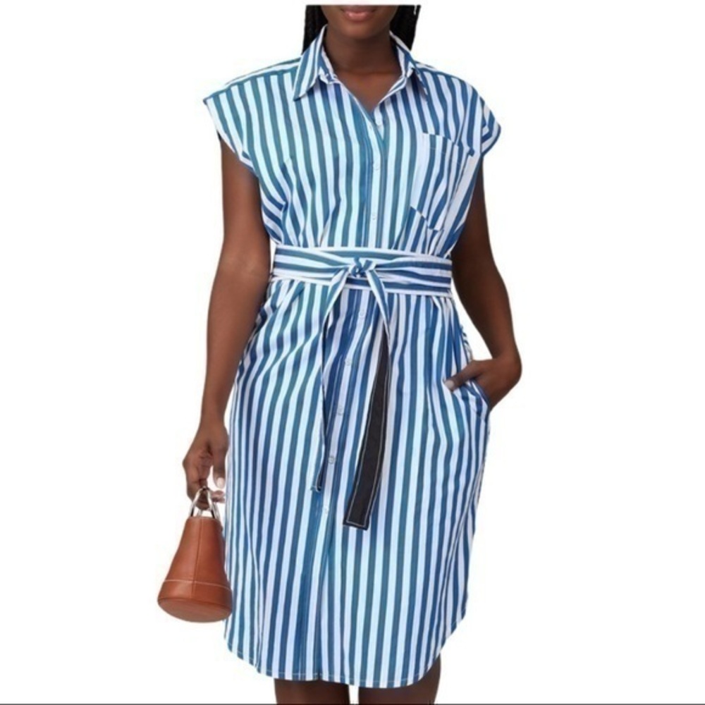 Derek Lam Striped Wrap Button Down Dress